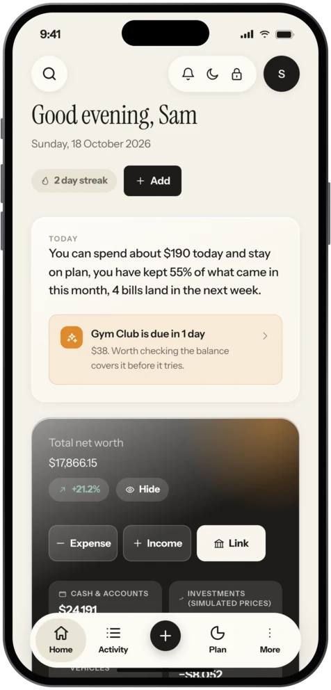 Vaulta home screen on iPhone